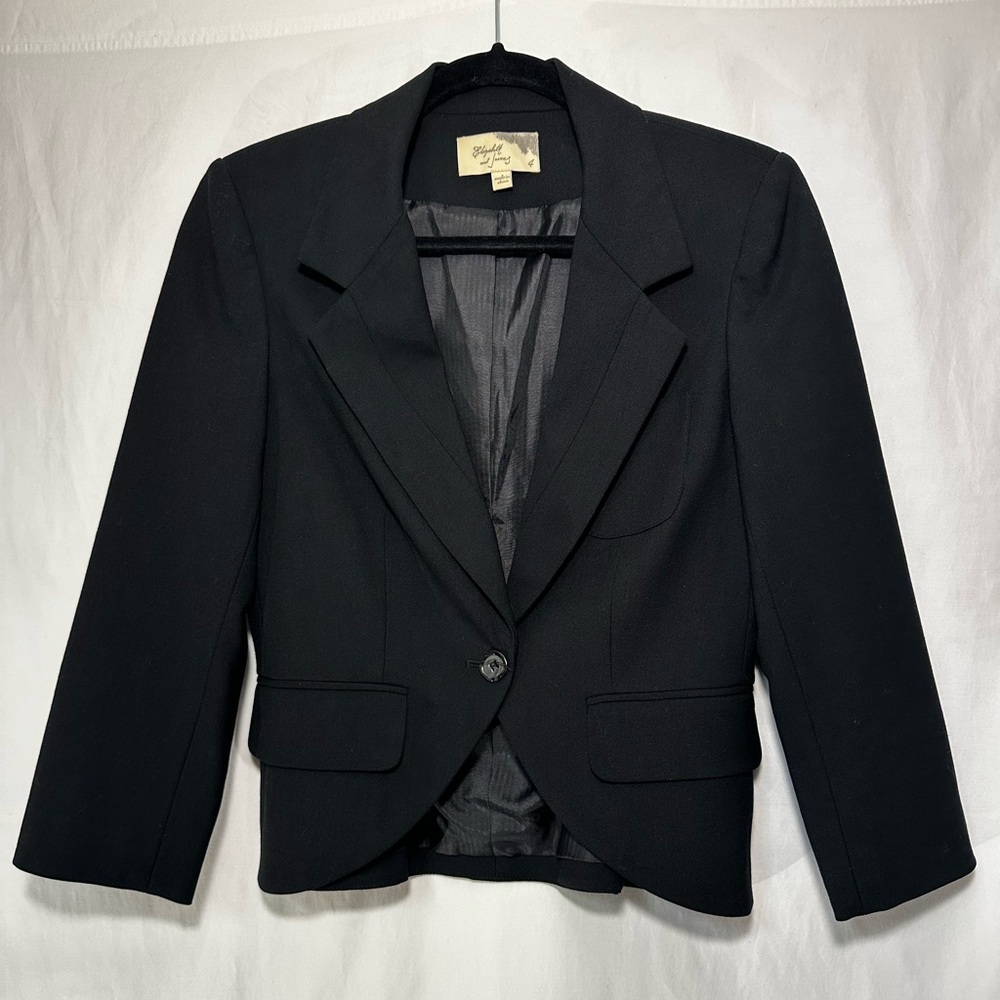 Elizabeth & James Black Wool Cropped Women's Blazer